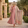 L-XL Marry Printed Cotton Dress 57" Long Jalabiya With Sheila TN 376