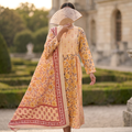 S-M Heba Printed Cotton Dress 57" Long Jalabiya With Sheila TN 378