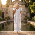 L-XL Amani Embroidery  Cotton Dress 57" Long Jalabiya  TN 382