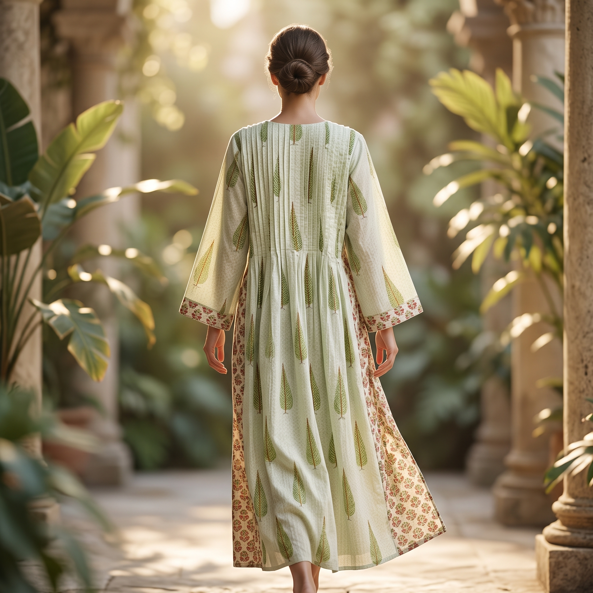 L-XL Aaron Printed Cotton Dress 57" Long Jalabiya With Sheila TN 383