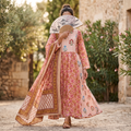 L-XL Heba Printed Cotton Dress 57" Long Jalabiya With Sheila TN 386