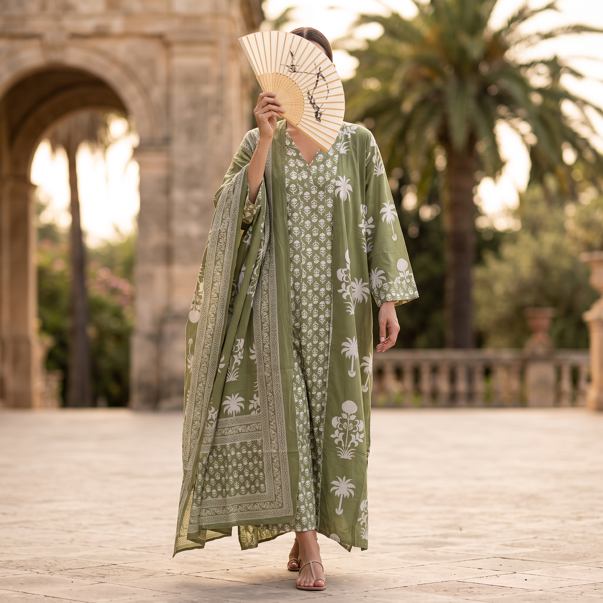 XS-S Cotton Abaya & Inner Set length 54” Long With Sheila TN 414