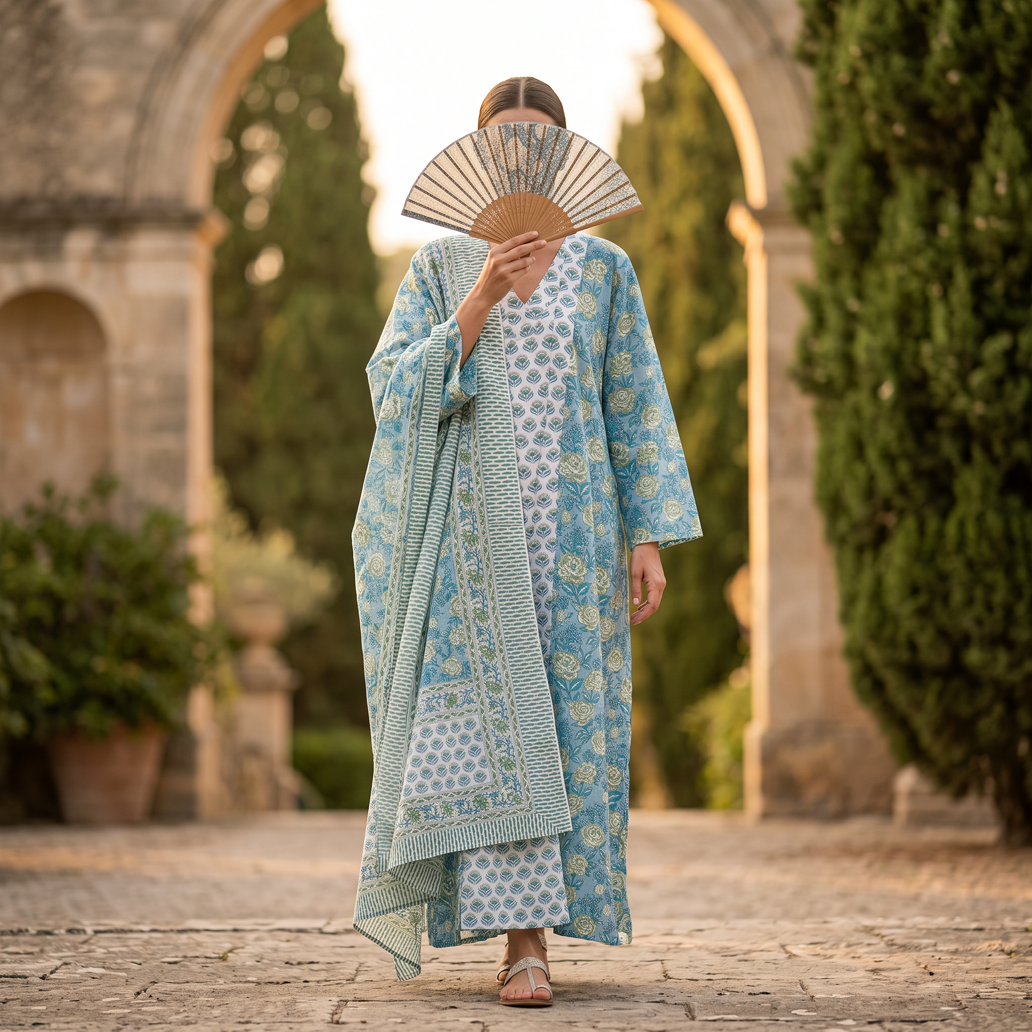S-M Cotton Abaya & Inner Set With Sheila length 57” Long TN 437