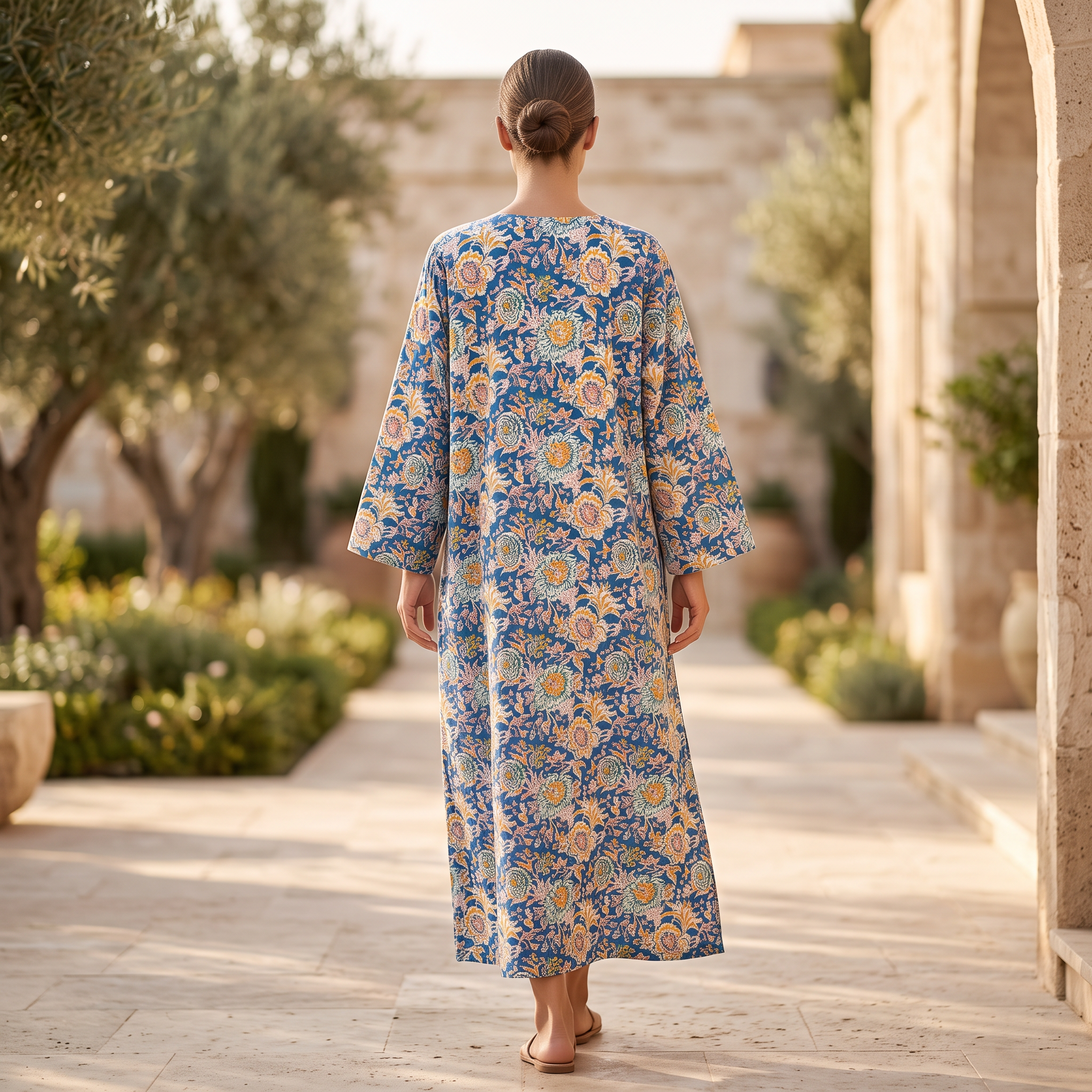 XS-S Cotton Abaya & Inner Set length 54” Long With Sheila TN 444