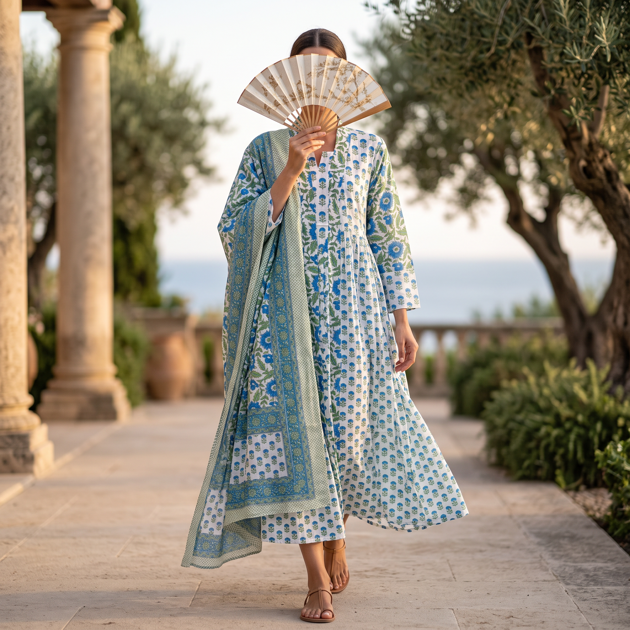 S-M Cotton Abaya & Inner Set With Sheila length 57” Long  TN 445