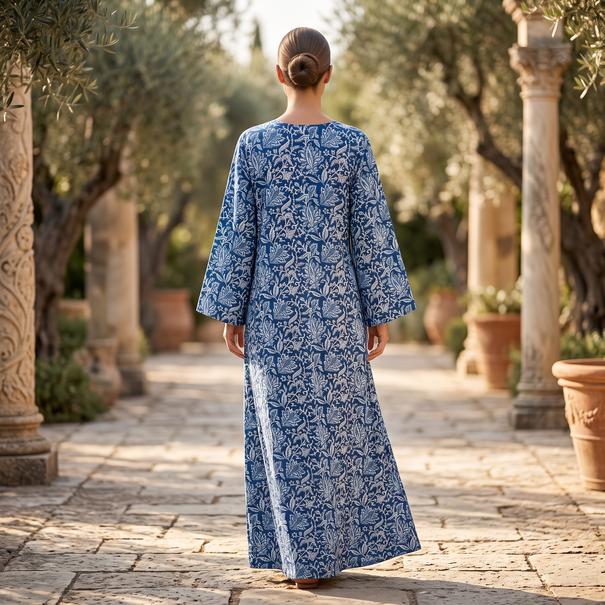 S-M Cotton Abaya & Inner Set With Sheila length 57” Long TN 453