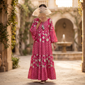 L/XL Gaby Printed Cotton Dress 57" Long Jalabiya TN 458