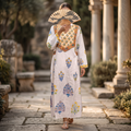 L/XL Arwa Printed Cotton Dress 57" Long Jalabiya TN 502