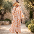 XS-S Halisa Printed Cotton Dress 54" Long Jalabiya TN 519