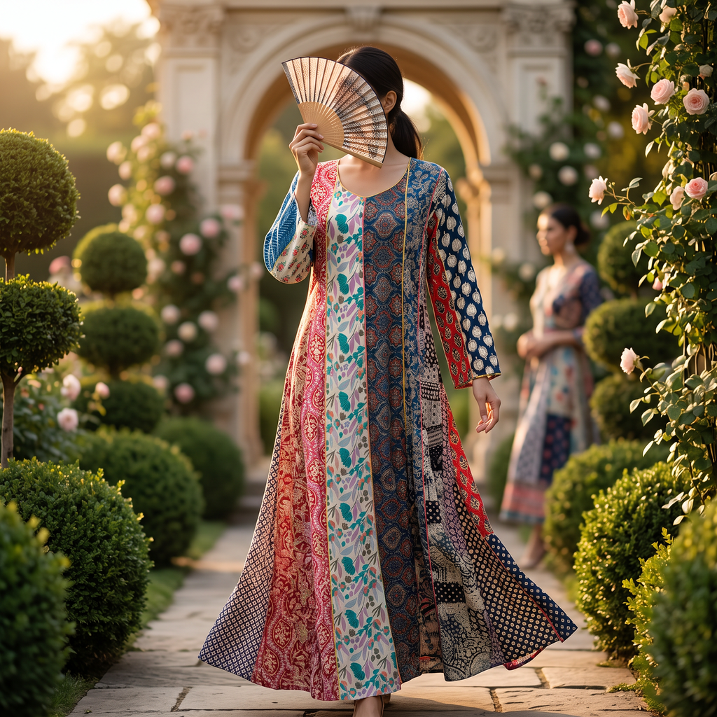 L-XL Malaysia Printed Cotton Dress 57" Long Jalabiya TN 532