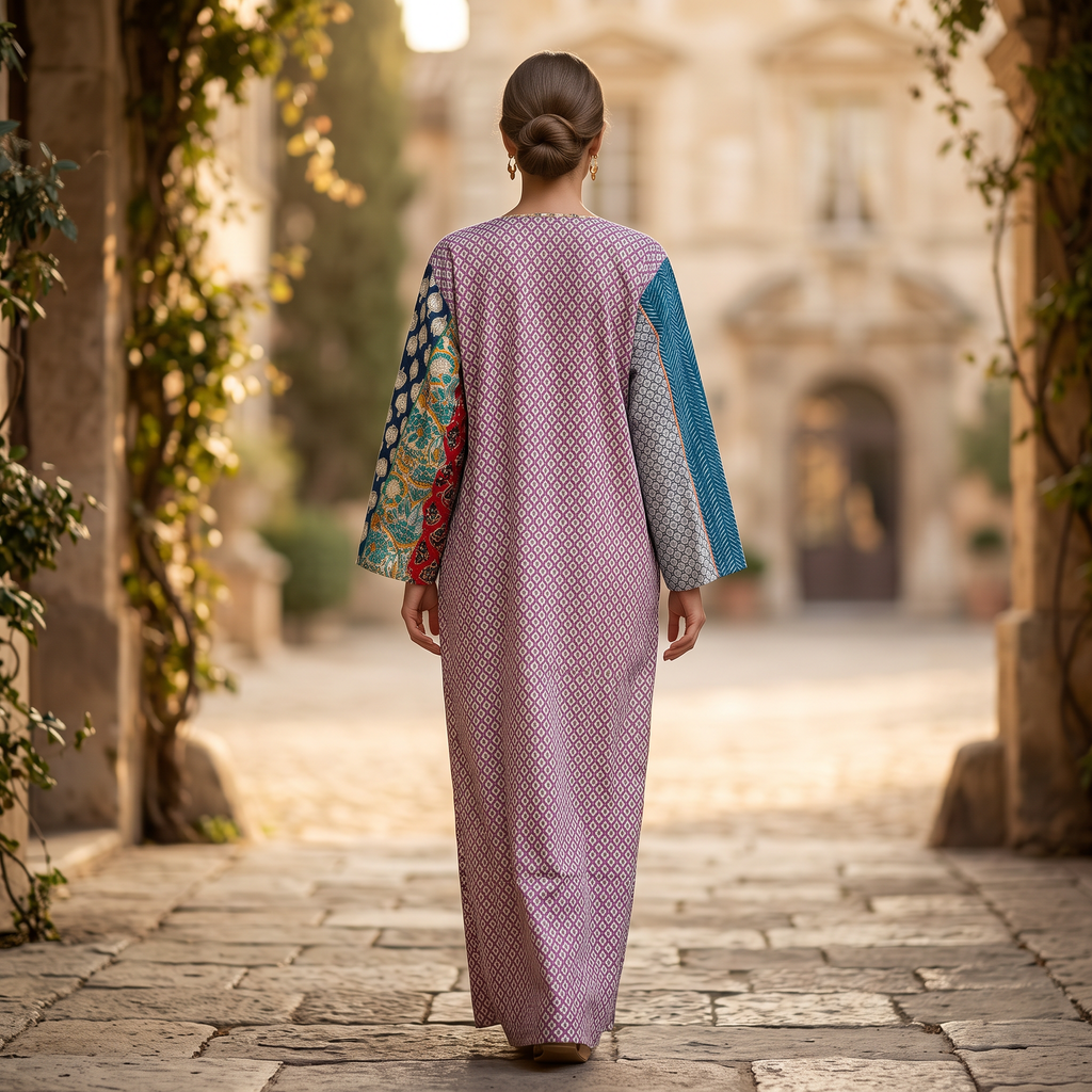 L-XL Malaysia Printed Cotton Dress 57" Long Jalabiya TN 532