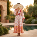 2XL/3XL Zahida Printed Cotton Dress 57" Long Jalabiya TN 542