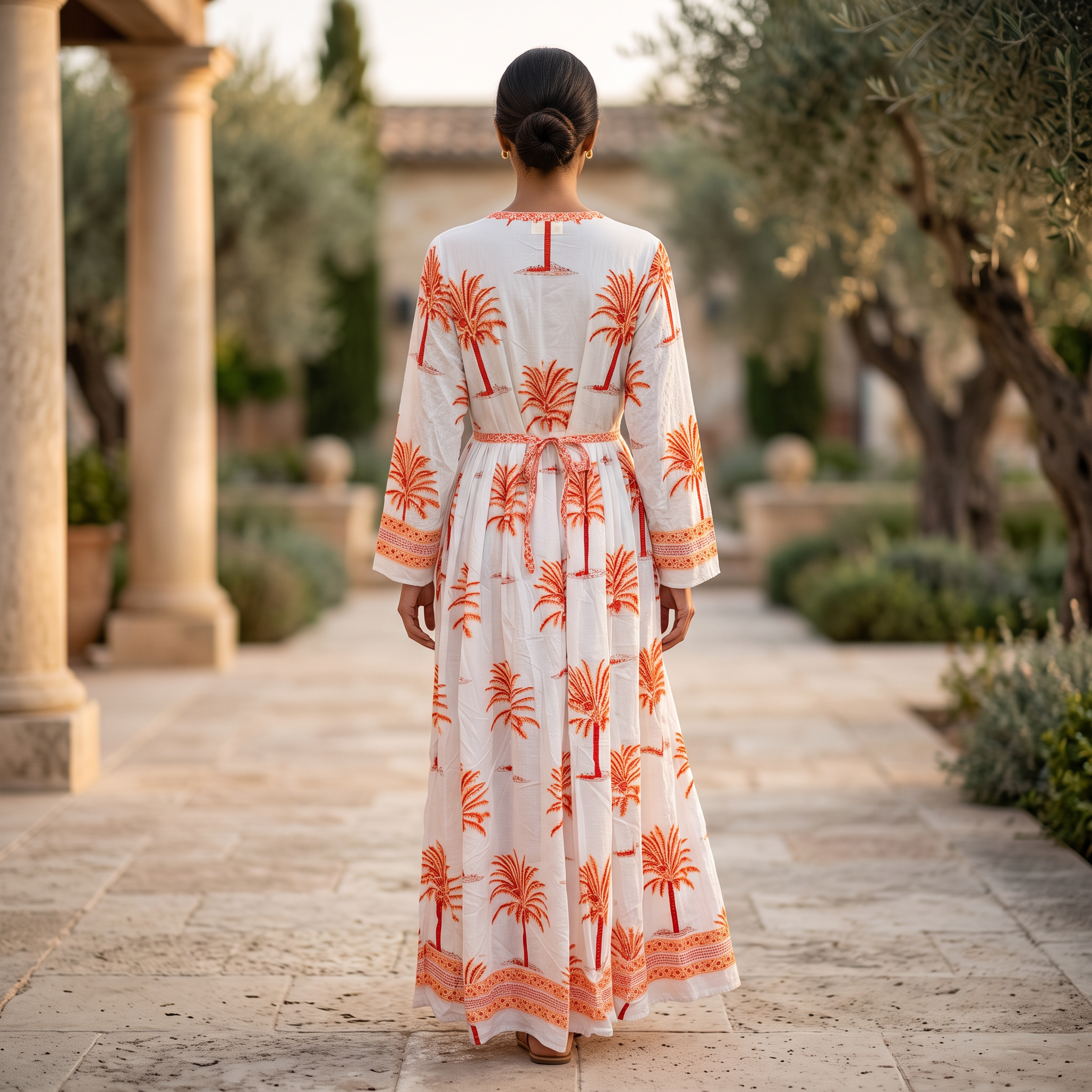 S/M Crystal Bhopali Printed Cotton Dress 57" Long Jalabiya  TN 548