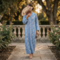 S/M Crystal Teena Printed Cotton Dress 57" Long Jalabiya TN 550