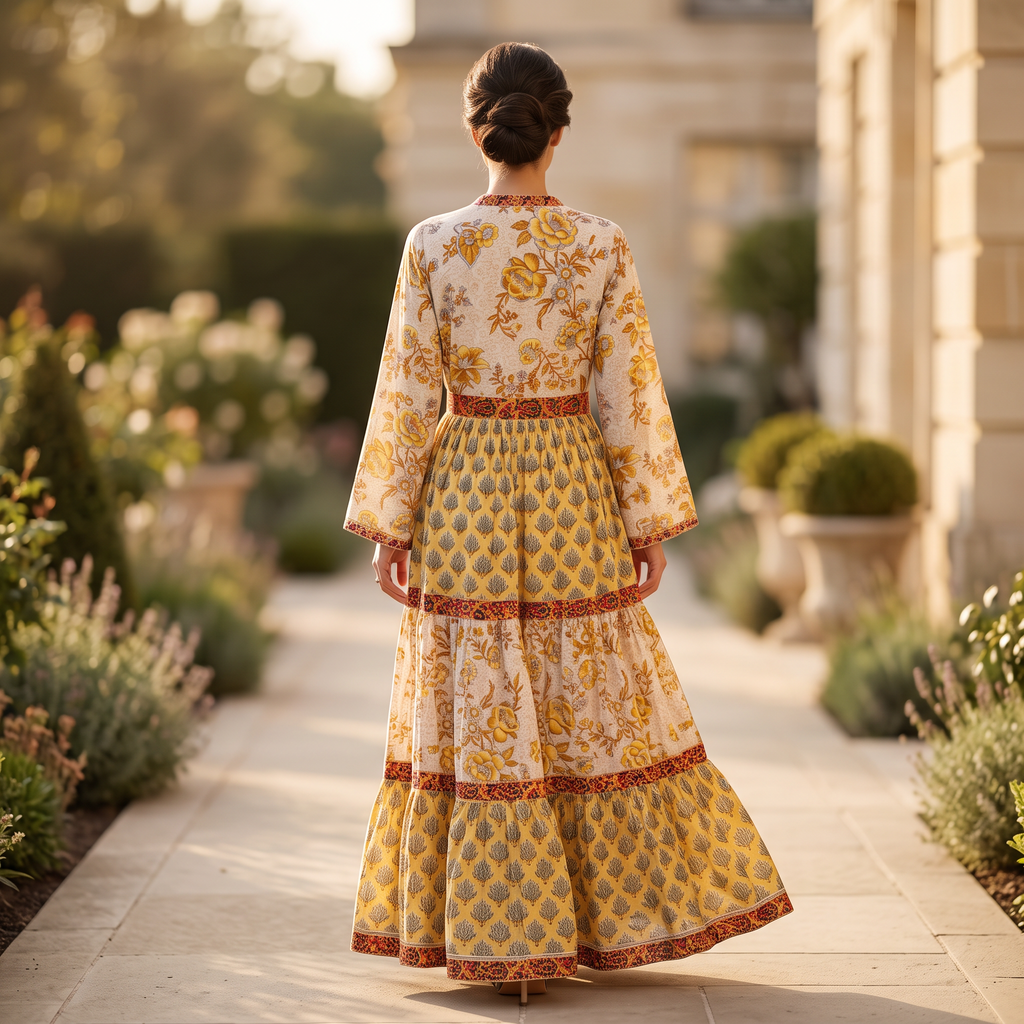 S/M Crystal Sydney Printed Cotton Dress 57" Long Jalabiya TN 569