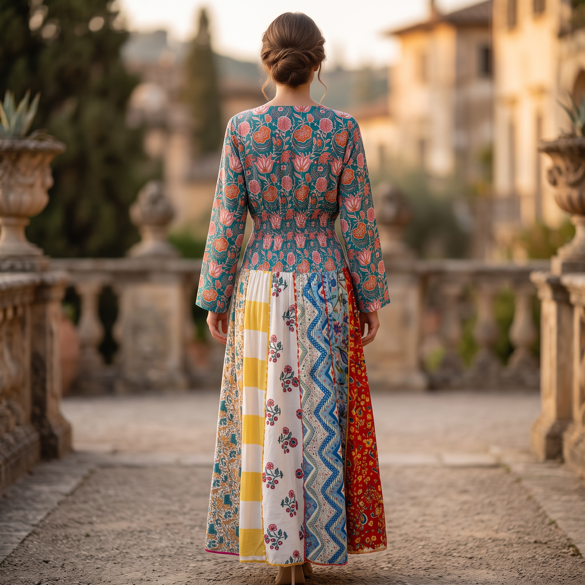 L/XL Zayna Printed Cotton Dress 57" Long Jalabiya TN 596