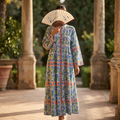 2XL/3XL Jada Printed Cotton Dress 57" Long Jalabiya TN 603