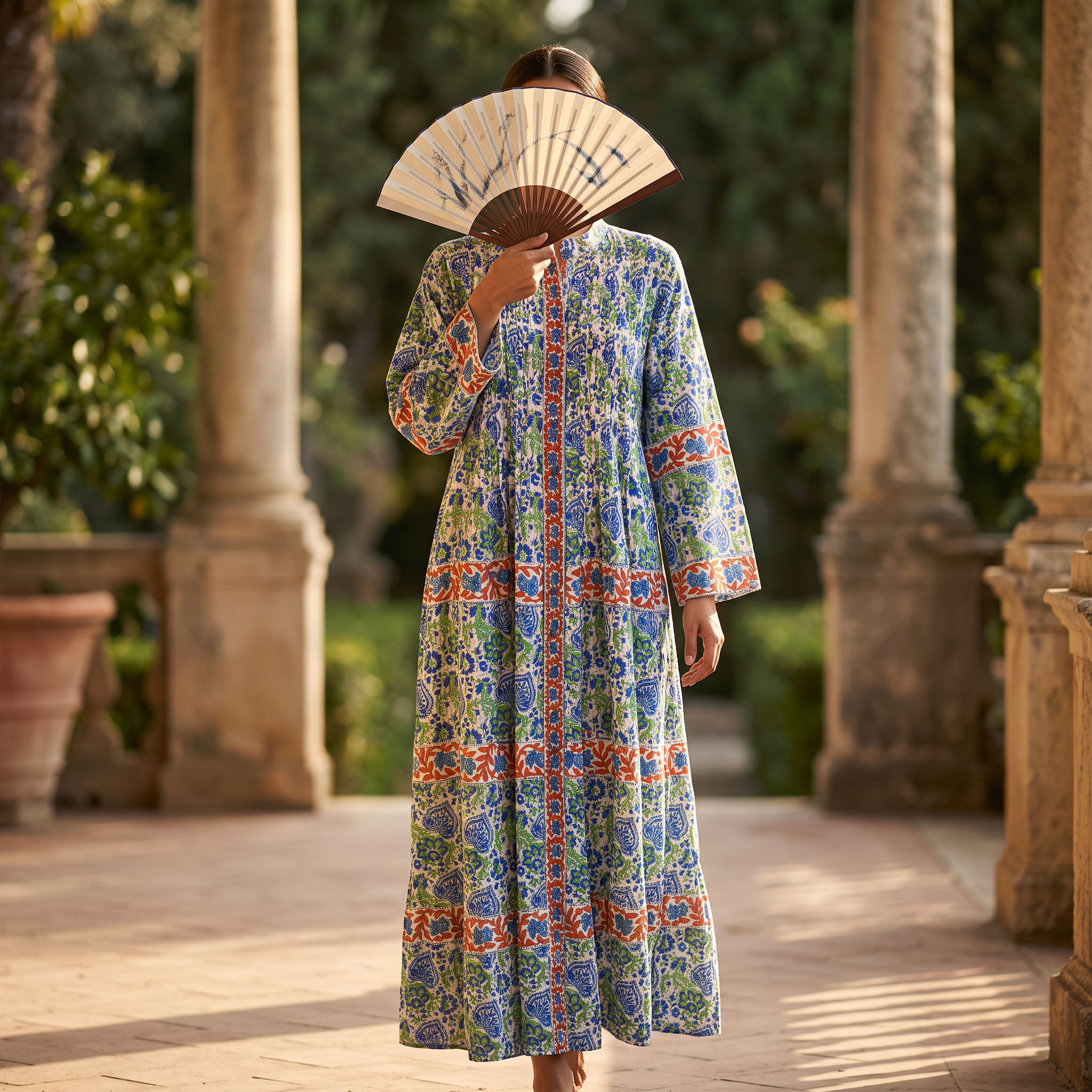 2XL/3XL Jada Printed Cotton Dress 57" Long Jalabiya TN 603