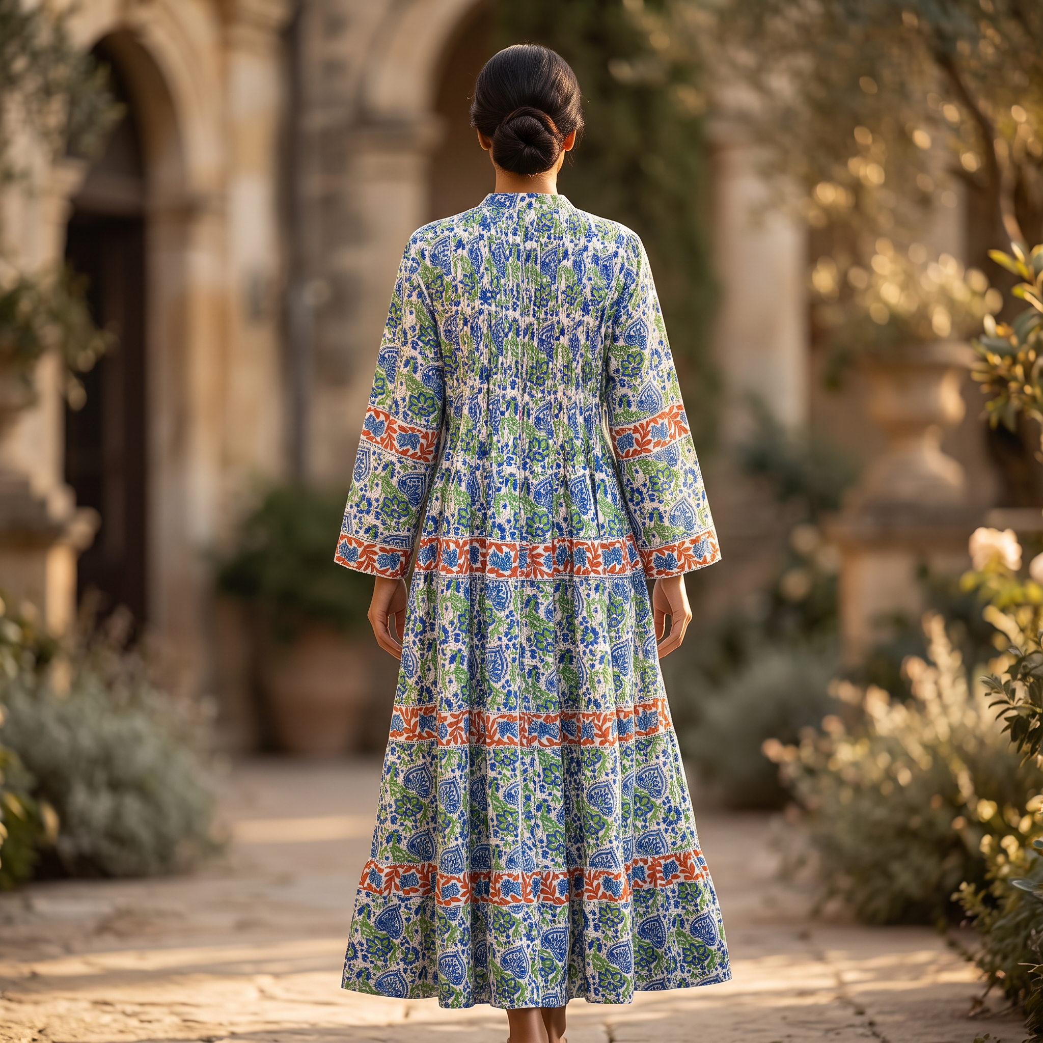 2XL/3XL Jada Printed Cotton Dress 57" Long Jalabiya TN 603