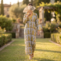 S/M Crystal Teena Printed Cotton Dress 57" Long Jalabiya  TN 609