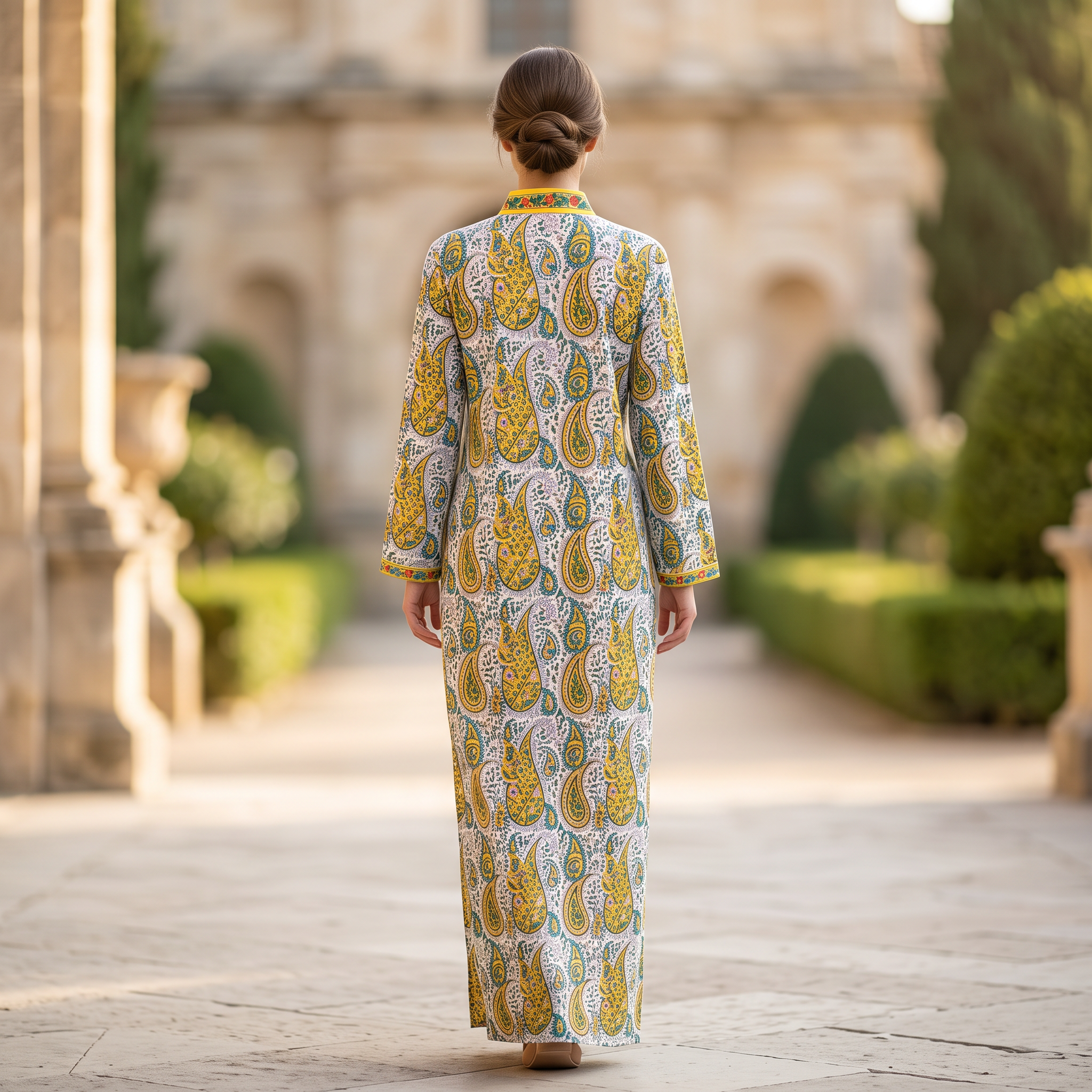 S/M Crystal Teena Printed Cotton Dress 57" Long Jalabiya  TN 609