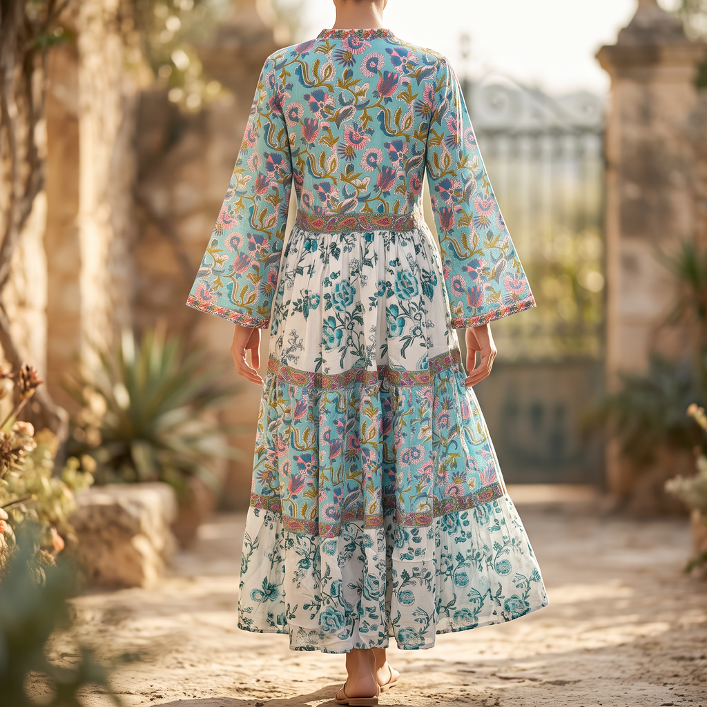L/XL Crystal Sydney Printed Cotton Dress 57" Long Jalabiya  TN 613