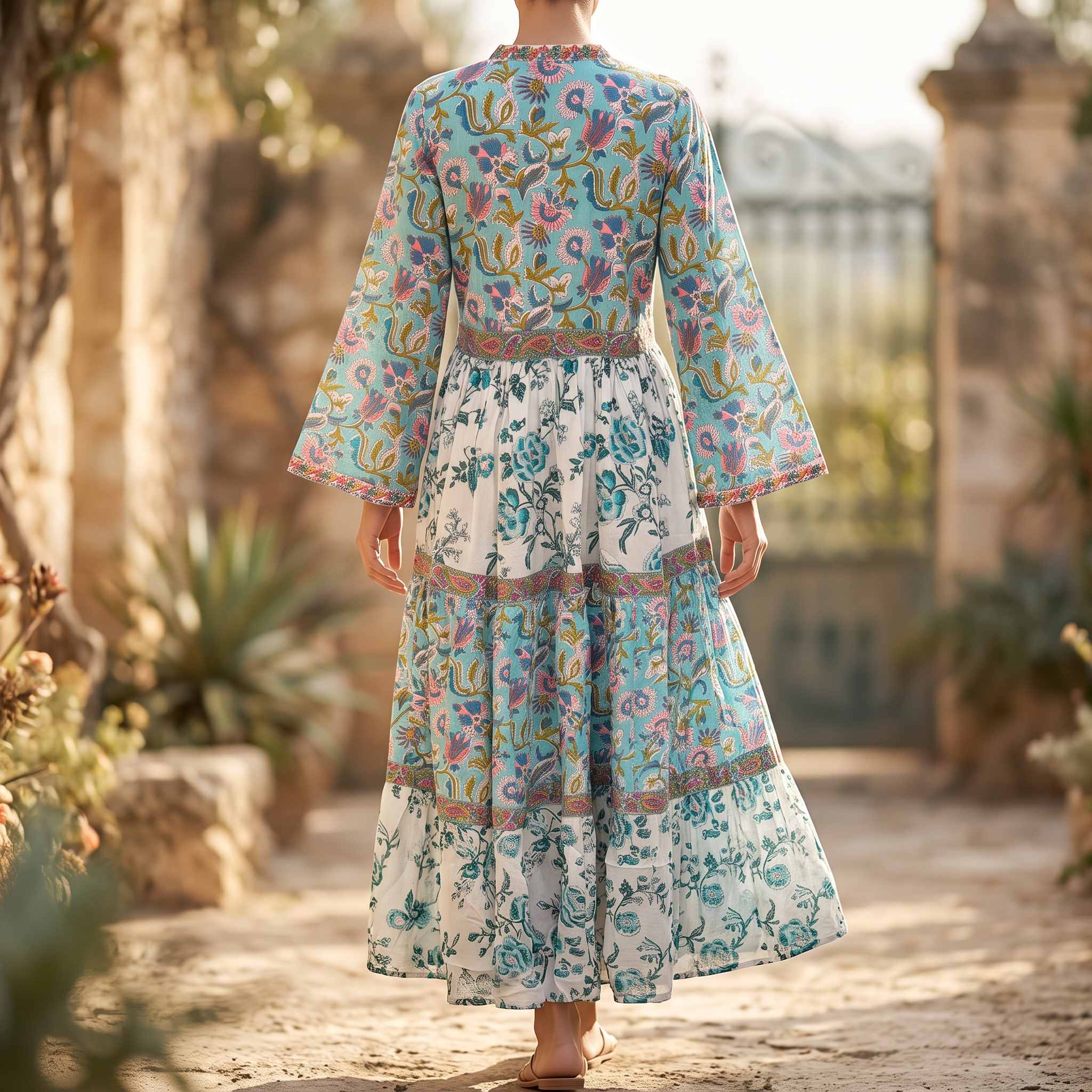 L/XL Crystal Sydney Printed Cotton Dress 57" Long Jalabiya  TN 613