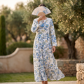 S-M Crystal Razia Printed Cotton Dress 57" Long Jalabiya TN 617