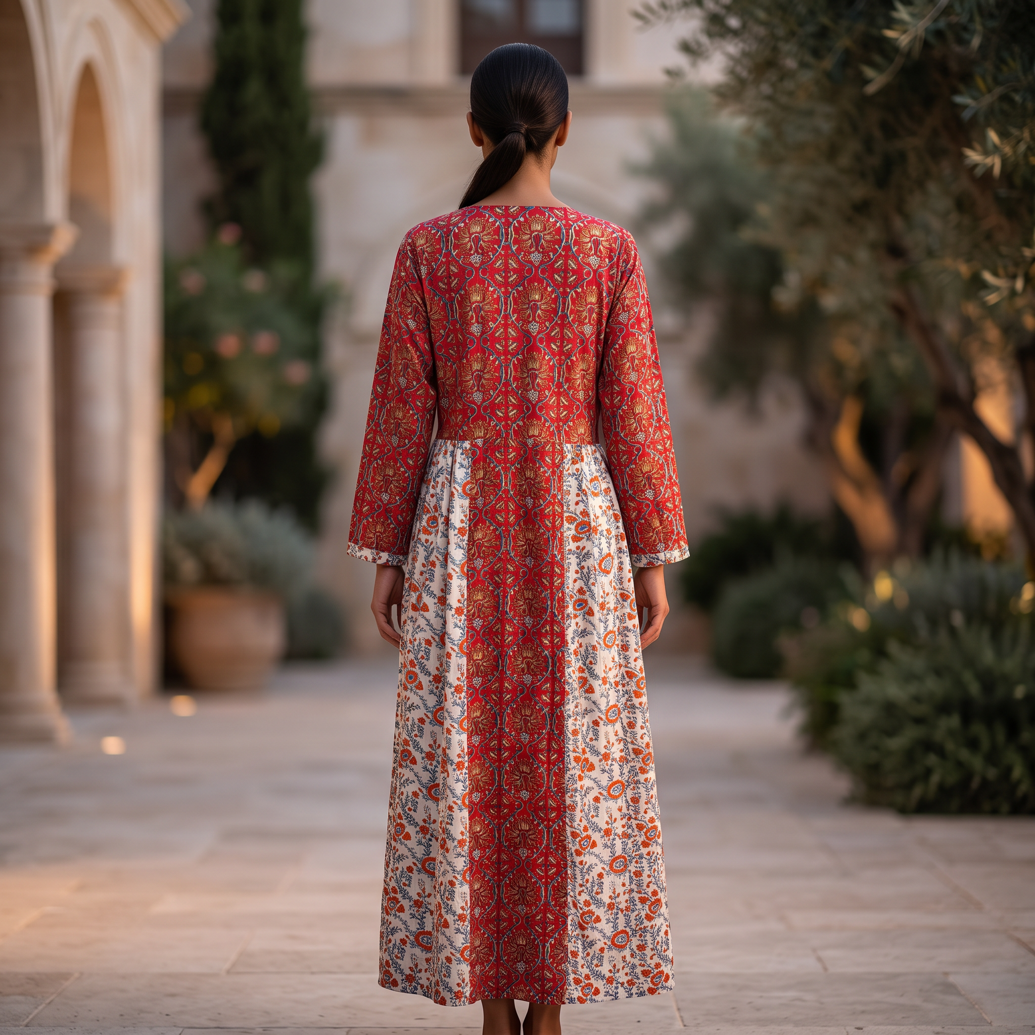 L/XL Crystal Heba Printed Cotton Dress 57" Long Jalabiya TN 623