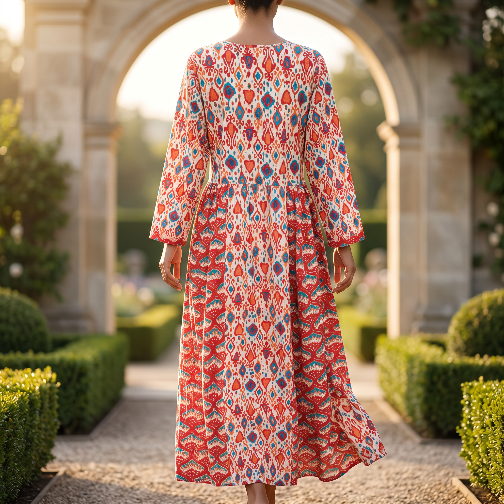 L/XL Crystal Heba Printed Cotton Dress 57" Long Jalabiya TN 624