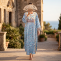 2XL/3XL Zayla Printed Cotton Dress 57" Long Jalabiya TN 640