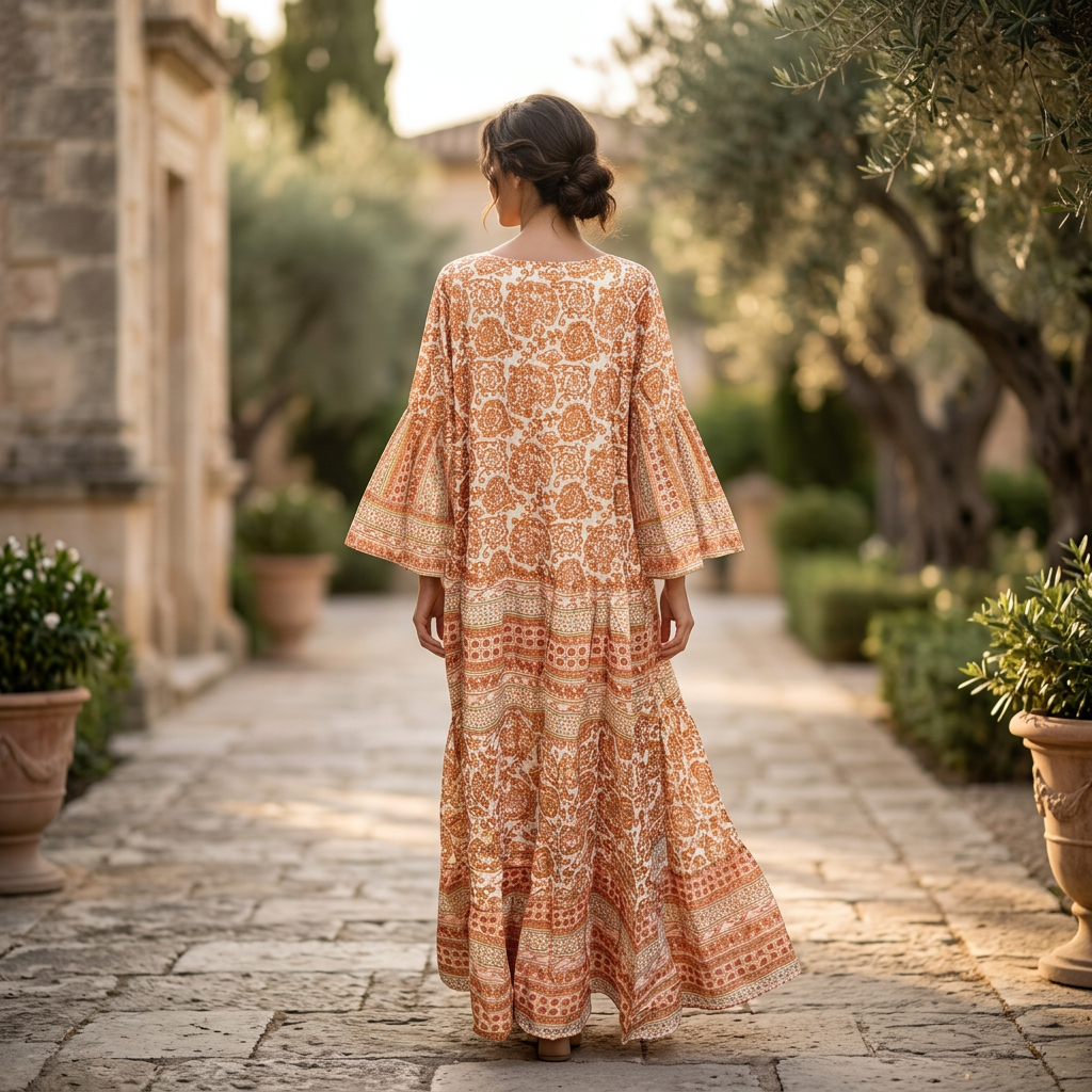 2XL/3XL Crystal Gaby Printed Cotton Dress 57" Long Jalabiya TN 641