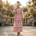 XS/S Crystal Sydney Printed Cotton Dress 54" Long Jalabiya TN 648