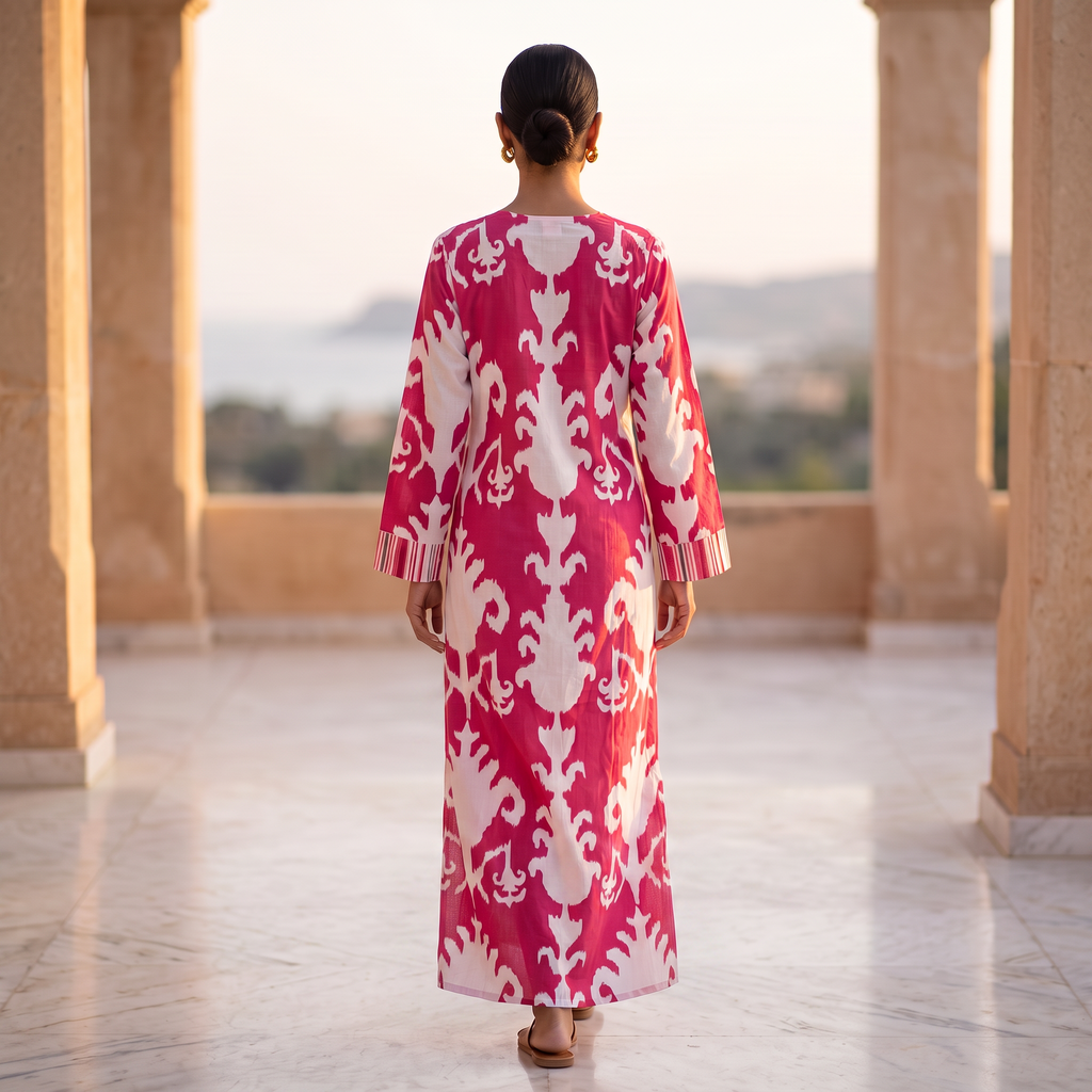 S/M Sofi Printed Cotton Dress 57" Long Jalabiya TN 655