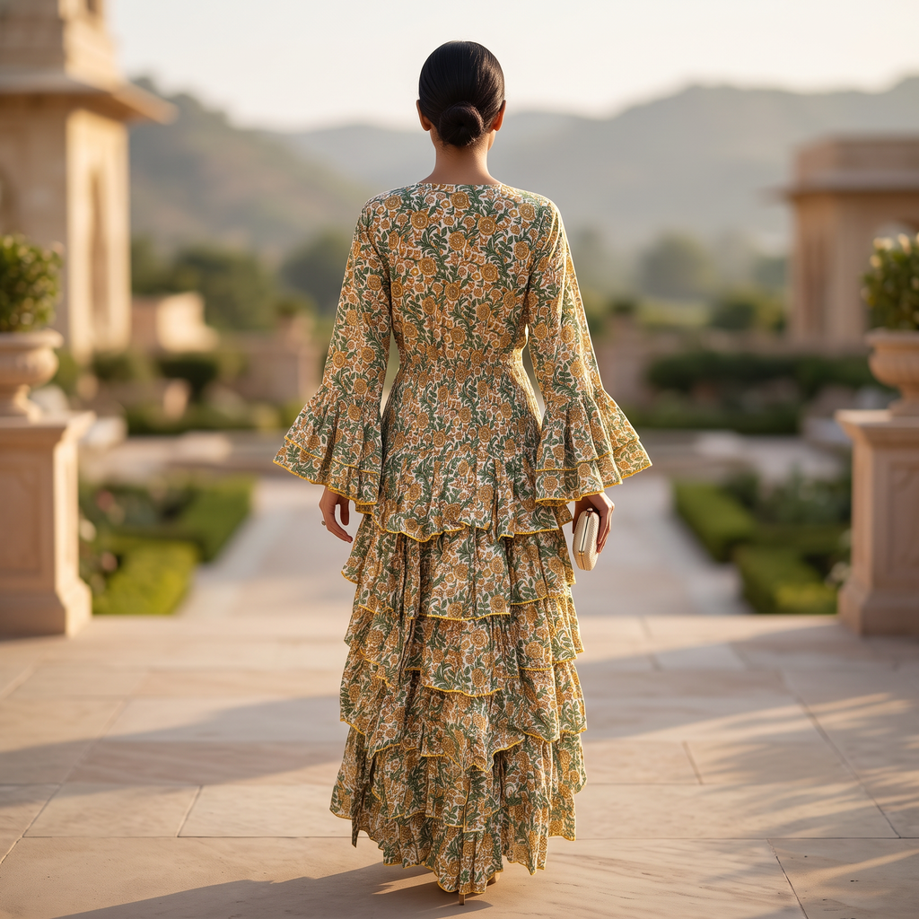2XL/3XL Jawaria Printed Cotton Dress 57" Long Jalabiya TN 662
