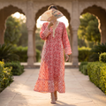 2XL-3XL Safa Printed Cotton Dress 57" Long Jalabiya TN 664