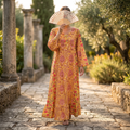 2XL-3XL Crystal Goya Printed Cotton Dress 57" Long Jalabiya TN 671