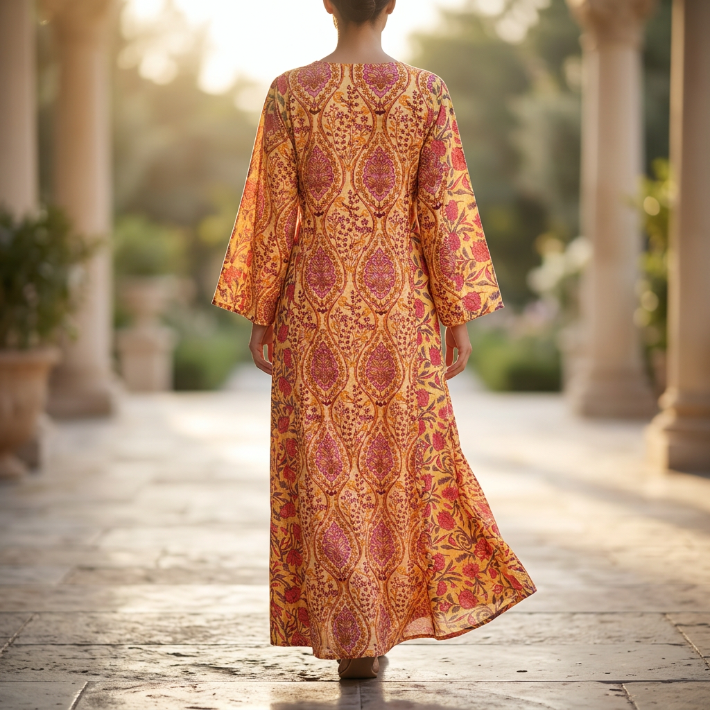 2XL-3XL Crystal Goya Printed Cotton Dress 57" Long Jalabiya TN 671