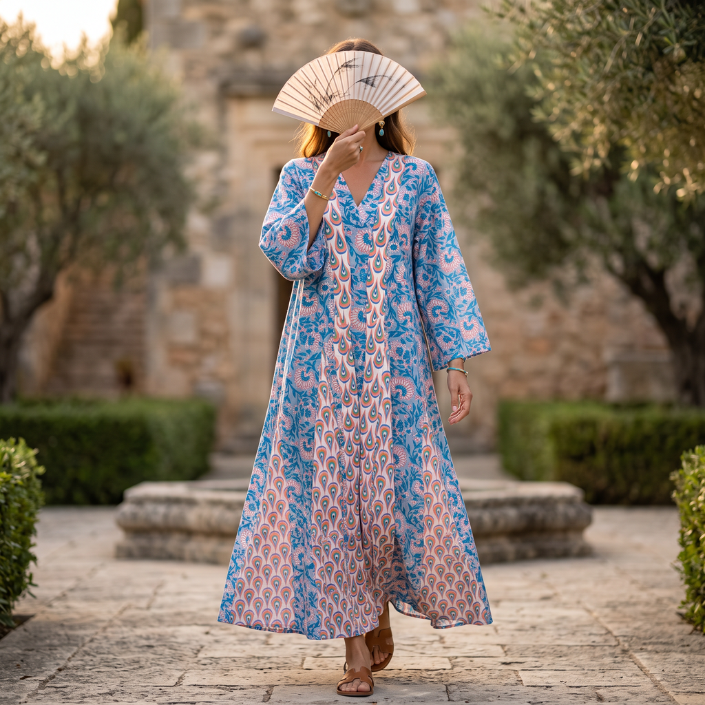 O/S Cotton Abaya & Inner Set length 57” Long With Sheila TN 425