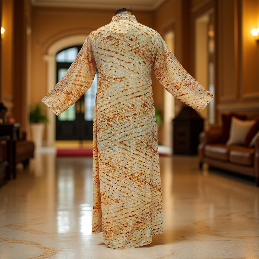 S/M Teena Silk Printed Cotton Dress 57" Long Jalabiya