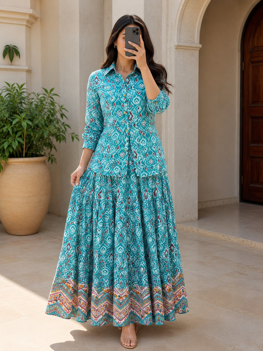 Jacket 100% Premium Indian Cotton Jalabiya – Women’s Long Dress With Jacket.