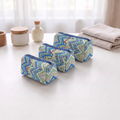 BG 1 Cotton Printed 3 Pcs Cosmetic Bag Set With Zipper