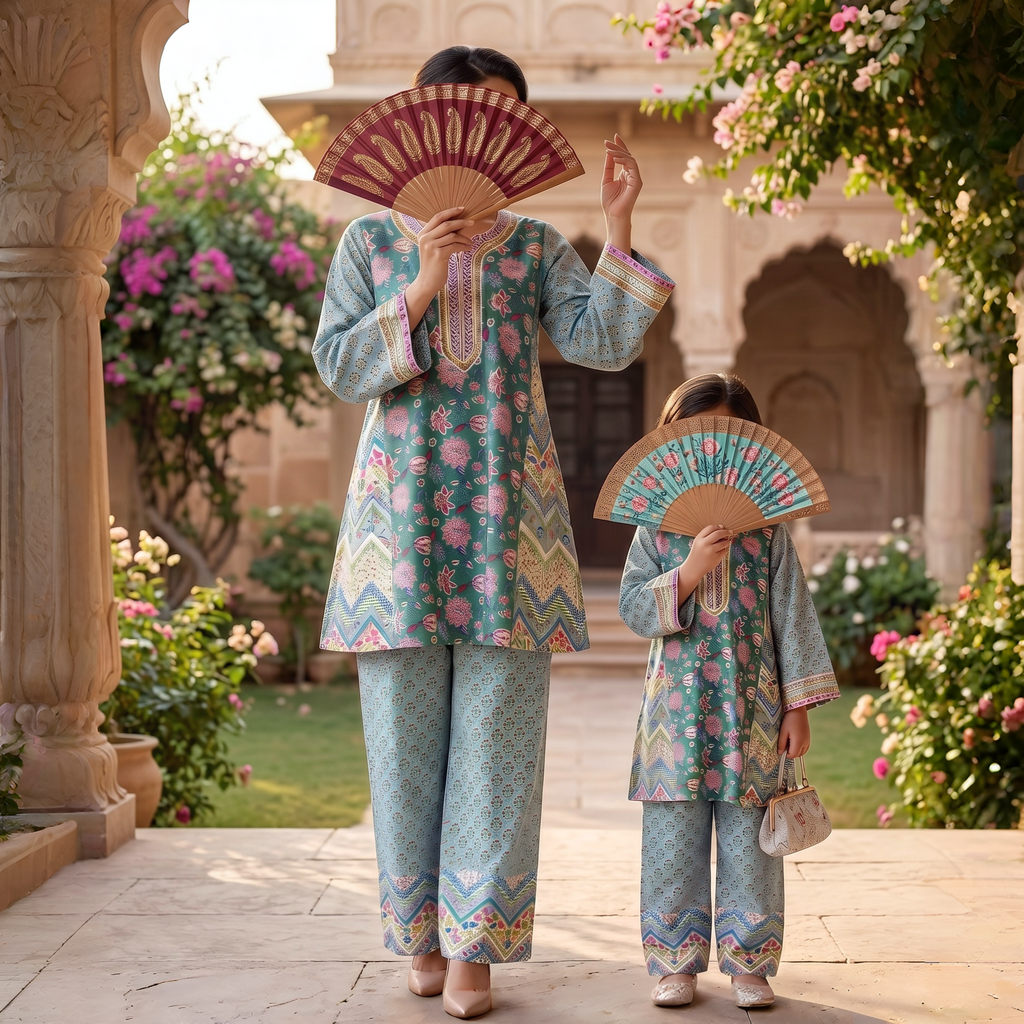2 Pcs Co-ord Set Hazal Cotton Dress Jalabiya