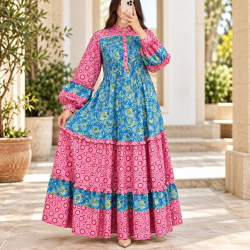 Elle 100% Premium Indian Cotton Jalabiya – Women’s Long Dress.