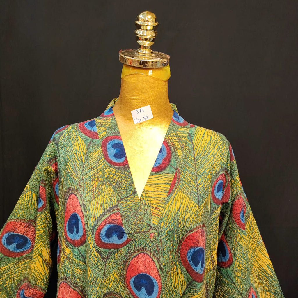 S-M Teena Cotton Printed Dress 57" Long Jalabiya