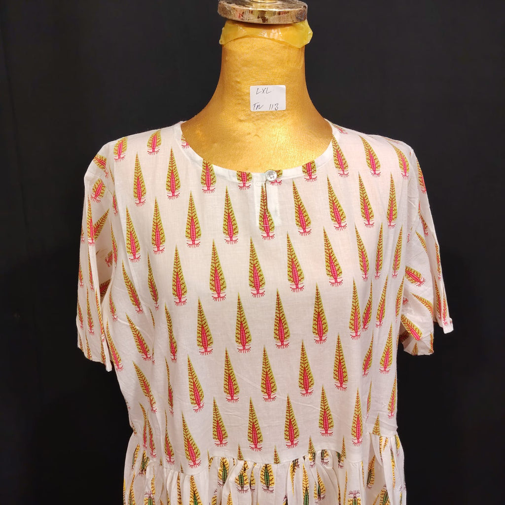 L/XL Special Printed Cotton Dress 57" Long Jalabiya TN 113