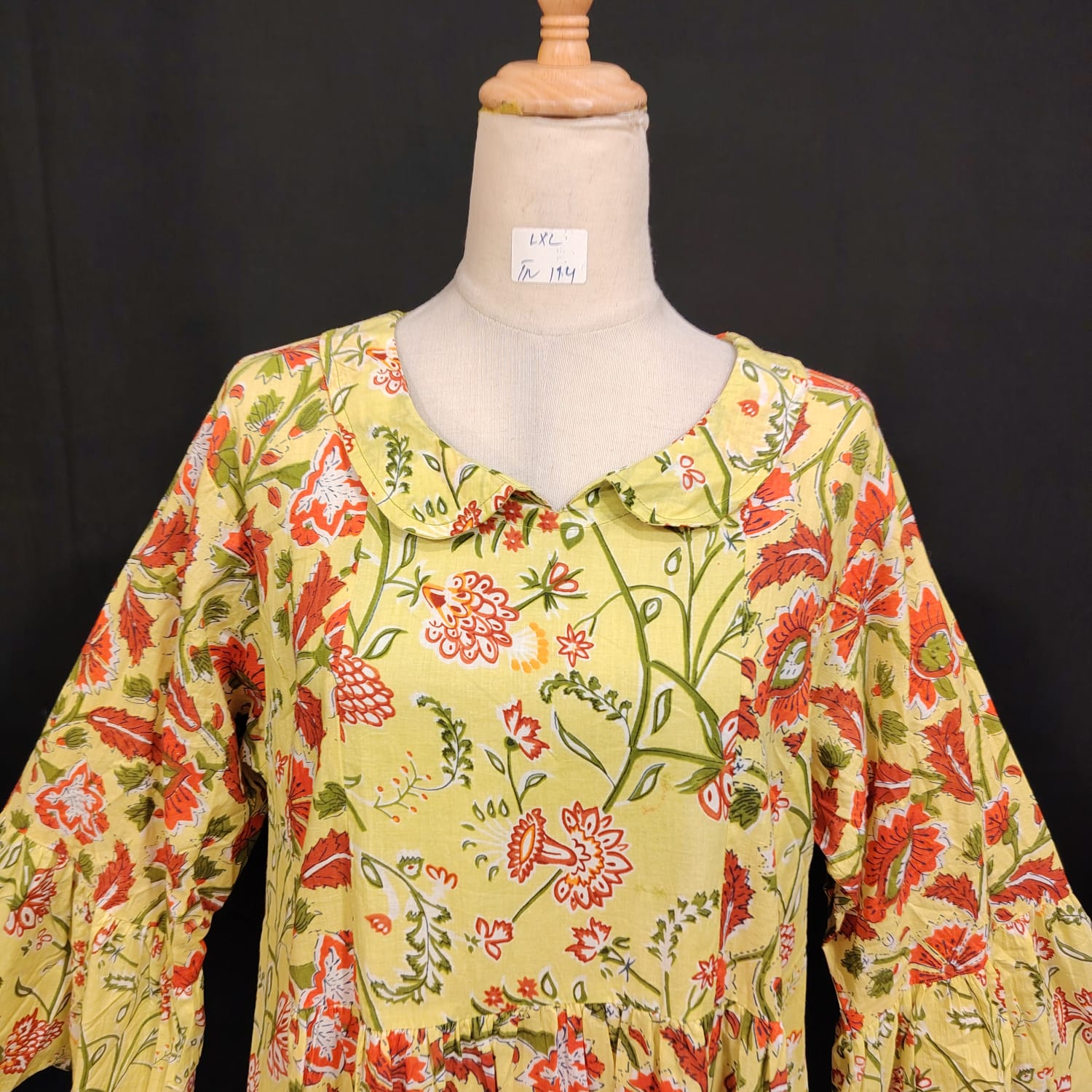 L/XL Husn Printed Cotton Dress 57" Long Jalabiya TN 114