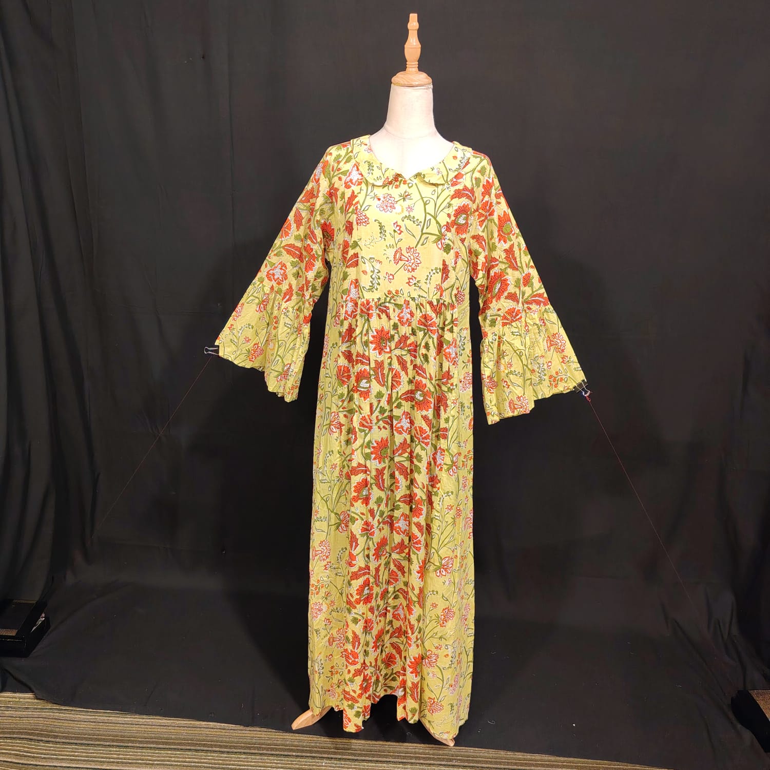L/XL Husn Printed Cotton Dress 57" Long Jalabiya TN 114