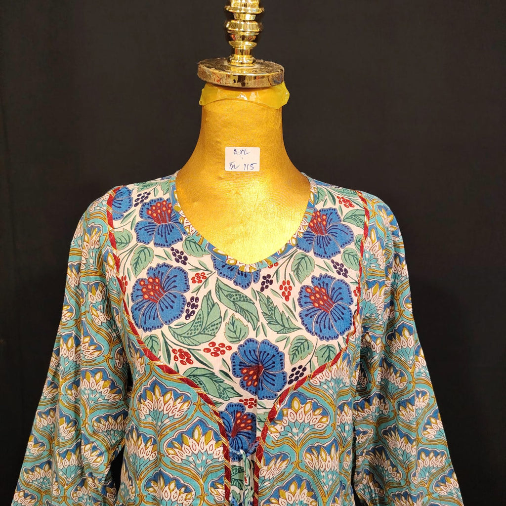 L/XL Zaria Special Printed Cotton Dress 57" Long Jalabiya TN 115
