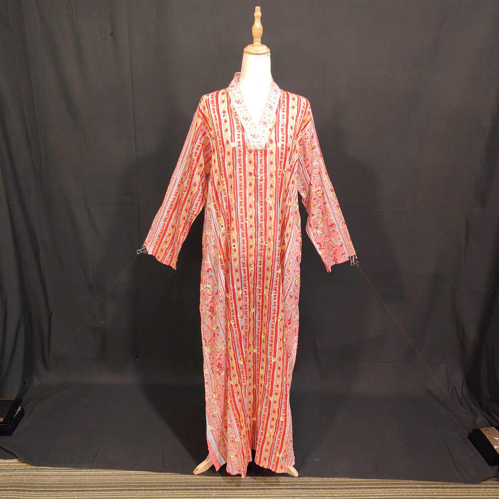 L/XL Teena Printed Cotton Dress 57" Long Jalabiya TN 116